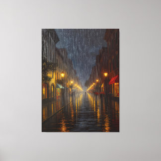 Midnight Rain in the City Canvas Print