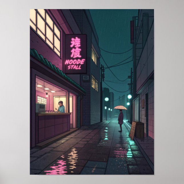 Midnight Ramen Lo-Fi Cityscape Poster (Front)