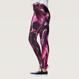 Midnight Raspberry Splash, Dark Pink Liquid Leggings