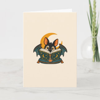Midnight Reader – Cute Bat Book Lover Card