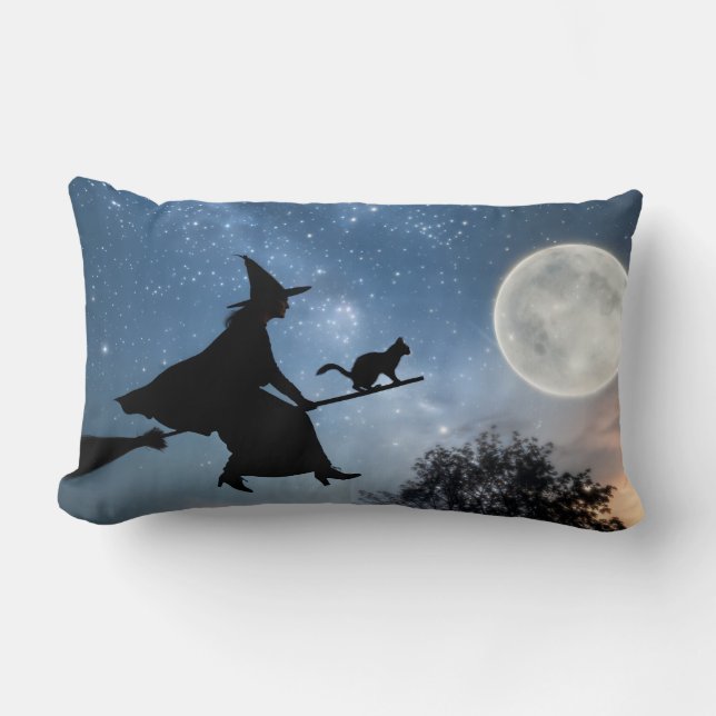 Midnight Ride, The Witch and Her Familiar Lumbar Cushion (Front)