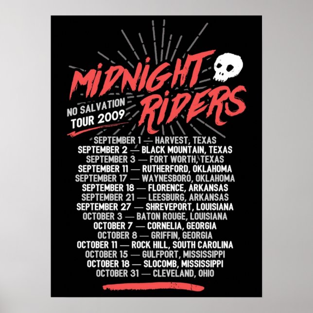 Midnight Riders  No Salvation Tour Poster (Front)