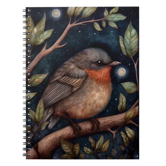 Midnight Robin Spiral Photo Notebook (Front)