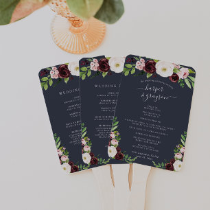Midnight Romance Wedding Program Hand Fan