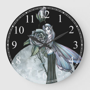 Midnight Rose Fairy Wall Clock