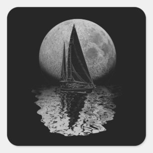 Midnight Sailing Square Sticker