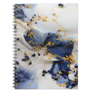 Midnight Sapphire Marble with Gold Threads Notebook