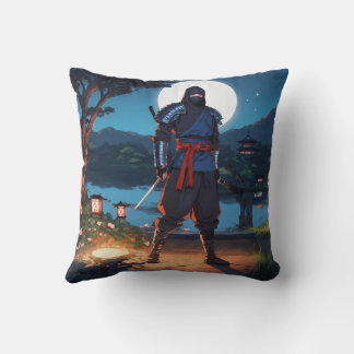 Midnight Shinobi Warrior: Stealth Ninja Moonlight Cushion