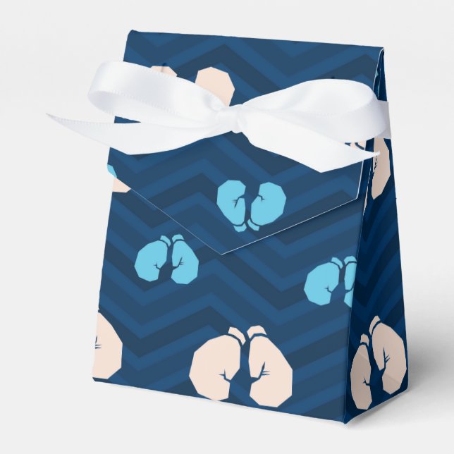 Midnight, Sky Blue, Tan, Boxing Gloves Chevron Favour Box (Front Side)