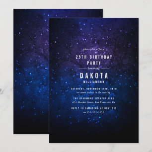 Midnight Sky & Shining Stars Galaxy Birthday Party Invitation