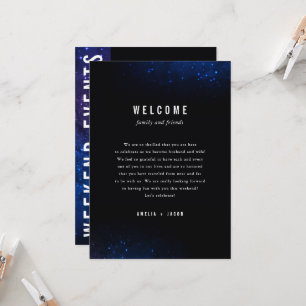 Midnight Sky Stars Galaxy Wedding Itinerary Invitation