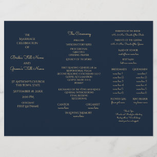 Midnight Sky Tri Fold Wedding Program