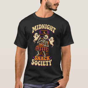Midnight Snack Society Funny Halloween Skeleton T-Shirt