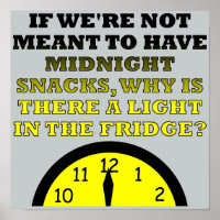 Midnight Snacks Fridge Light Funny Poster Sign