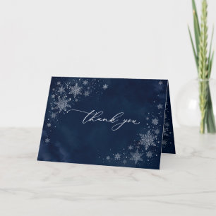 Midnight Snowflakes Wedding Folded Thank You Card