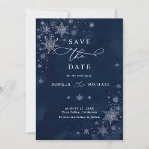 Midnight Snowflakes Wedding Save The Date Invitation