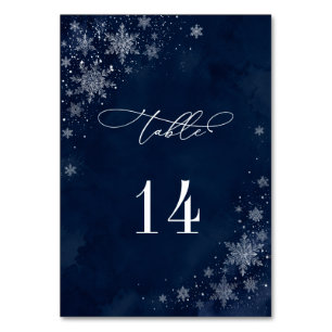 Midnight Snowflakes Wedding Table Number