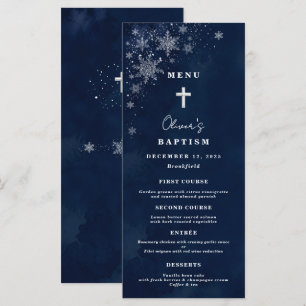 Midnight Snowflakes Winter Baptism Flat Menu