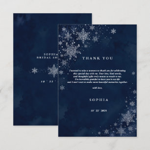 Midnight Snowflakes Winter Bridal Shower Flat  Thank You Card