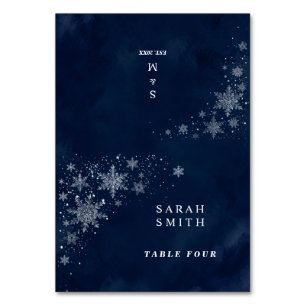 Midnight Snowflakes Winter Wedding Place Cards