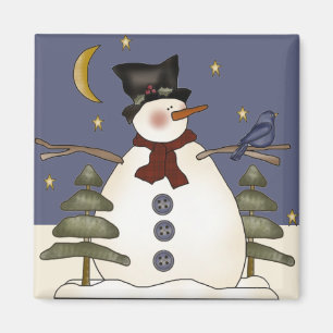 Midnight Snowman Christmas and Winter Magnet