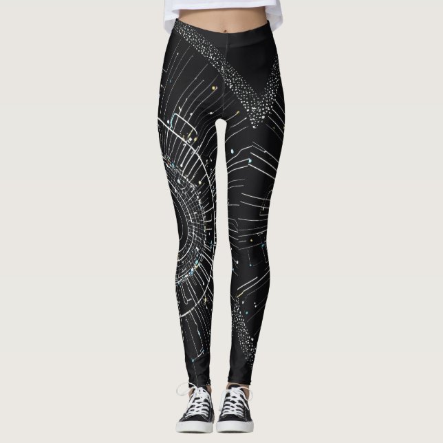 Midnight Sparkle Leggings: twinkle Elegance  Leggings (Front)