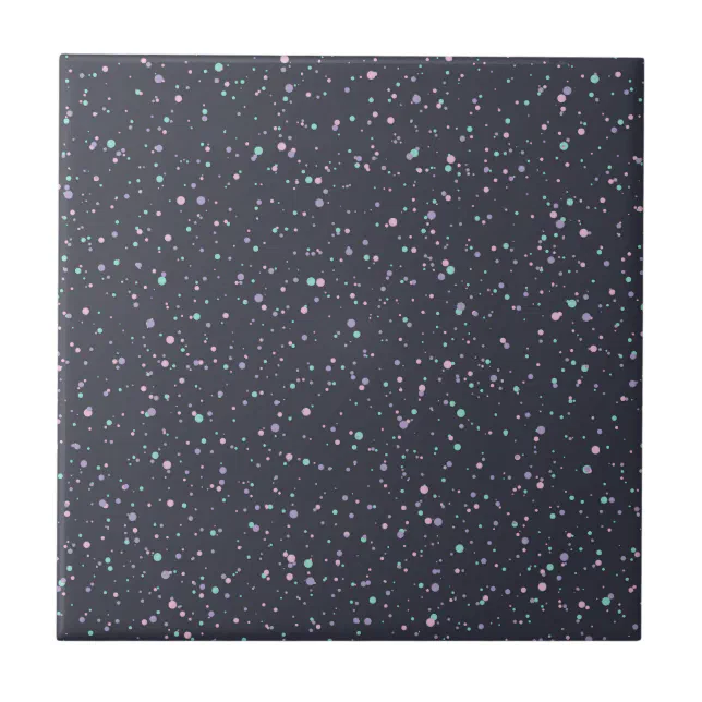 Midnight Speckled Pastel Splatter Paint Dots Tile | Zazzle
