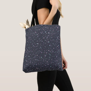 Midnight Speckled Pastel Splatter Paint Dots Tote Bag