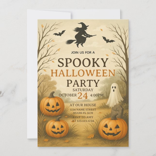 Midnight Spooky Halloween Party Invitation (Front)