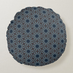 Midnight Starburst Lattice Round Cushion