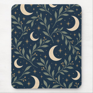 Midnight Stars and Moon Garden Mouse Mat