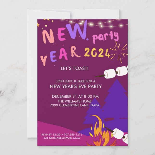 Midnight Stars | New Years Eve Party Invitation (Front)