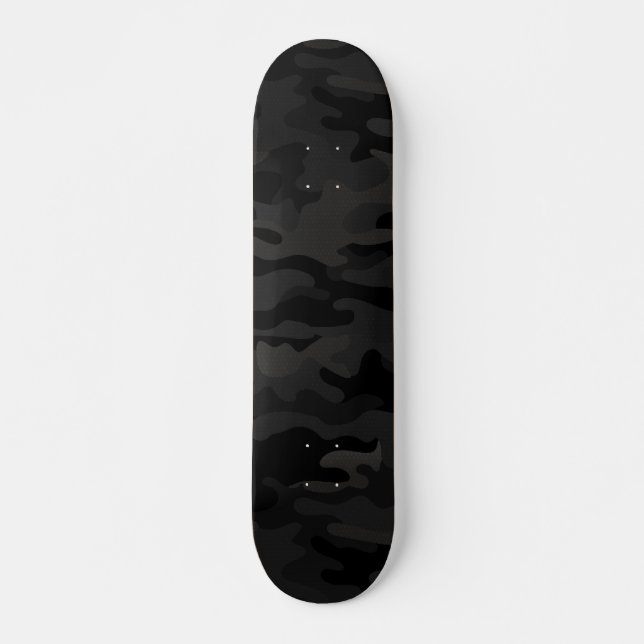 Midnight Stealth Urban Camo Black Charcoal Skateboard (Front)