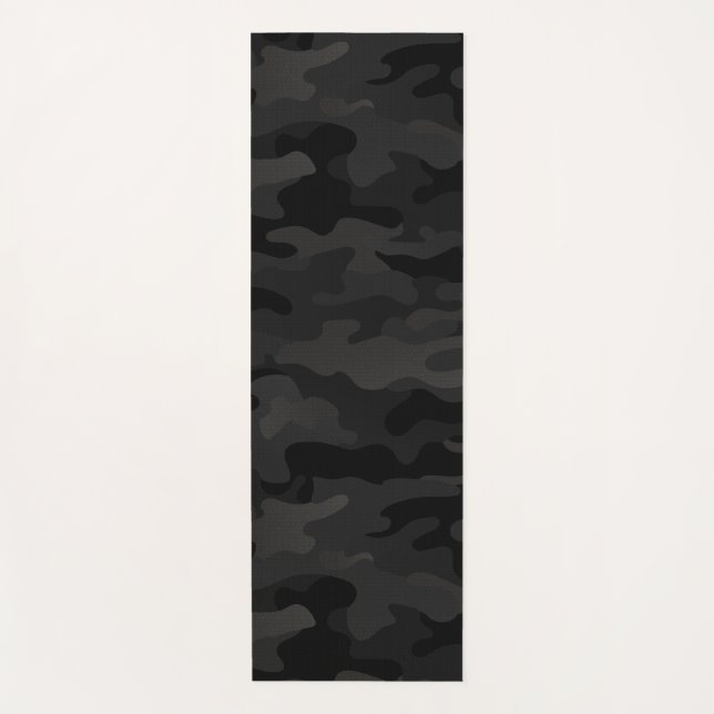 Midnight Stealth Urban Camo Black Charcoal Yoga Mat (Front)