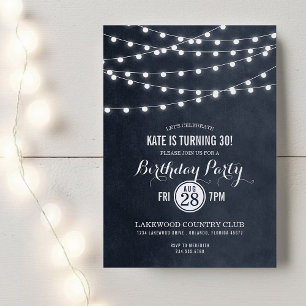 Midnight String Lights Birthday Party Invitation