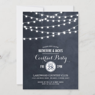 Midnight String Lights Cocktail Party Invitation