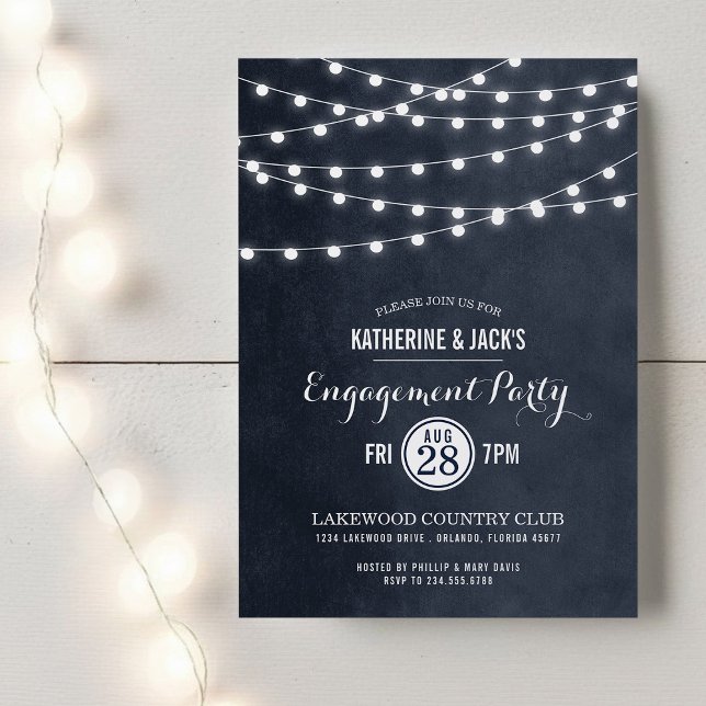 Midnight String Lights Engagement Party Invitation (Creator Uploaded)