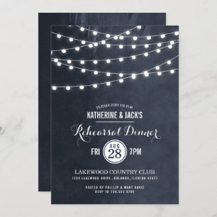Midnight String Lights Rehearsal Dinner Invitation