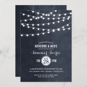 Midnight String Lights Summer Soiree Party Invite