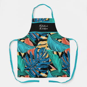 Midnight Summer Tropical Banana Leaf Apron