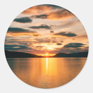 Midnight Sun, northern Norway Classic Round Sticker