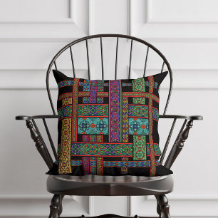 Midnight Sun Stained Glass Throw Pillow