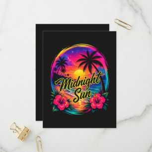 Midnight Sun Tropical Beach Sunset Invitation Postcard