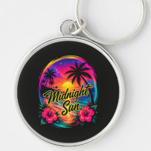Midnight Sun Tropical Beach Sunset Key Ring