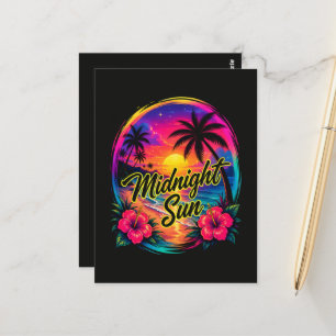 Midnight Sun Tropical Beach Sunset Postcard