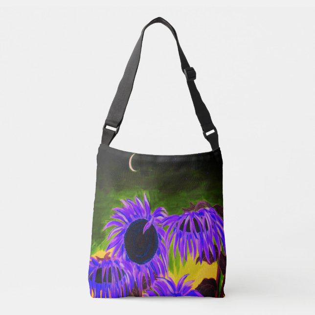 Midnight Sunflowers Crossbody Bag (Front)