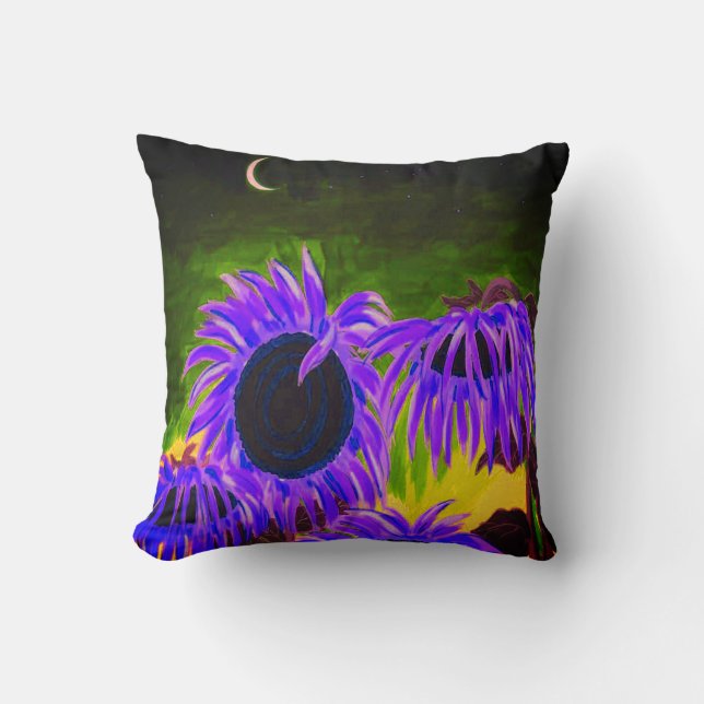 Midnight Sunflowers Throw Pillow (Front)