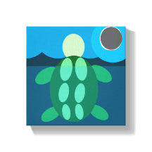 Midnight swim turtle on canvas