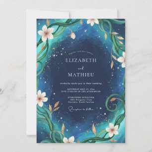 Midnight Teal Vine Wedding Invitation