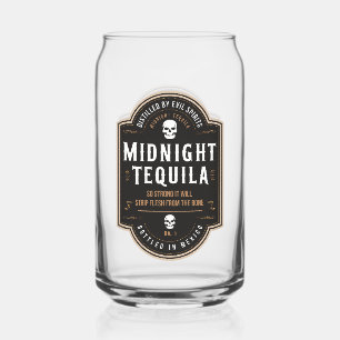 Midnight Tequila Halloween Party Vintage Can Glass